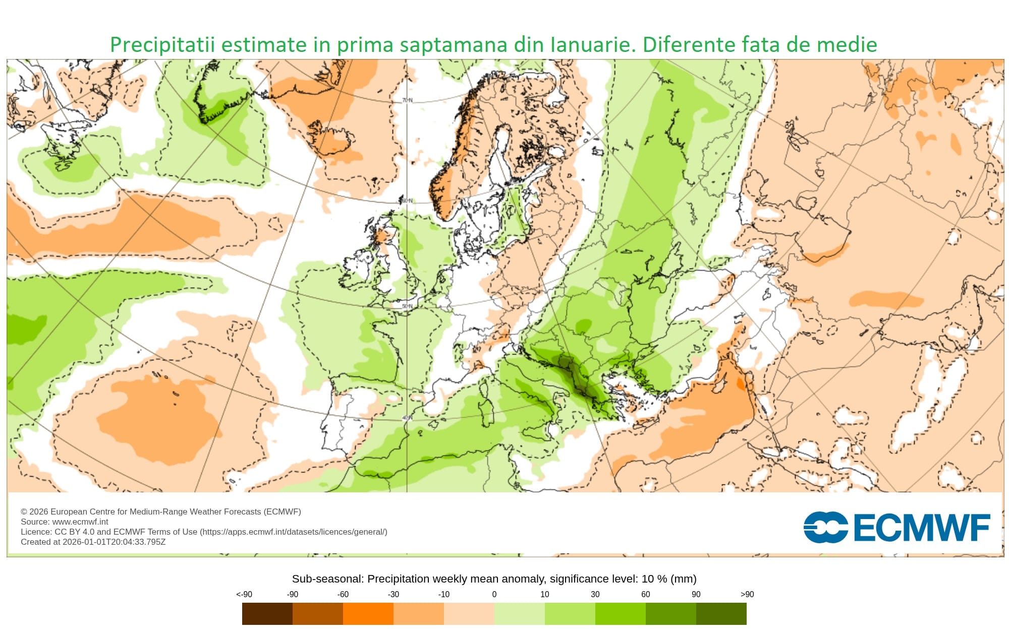 Ianuarie va aduce precipitatii