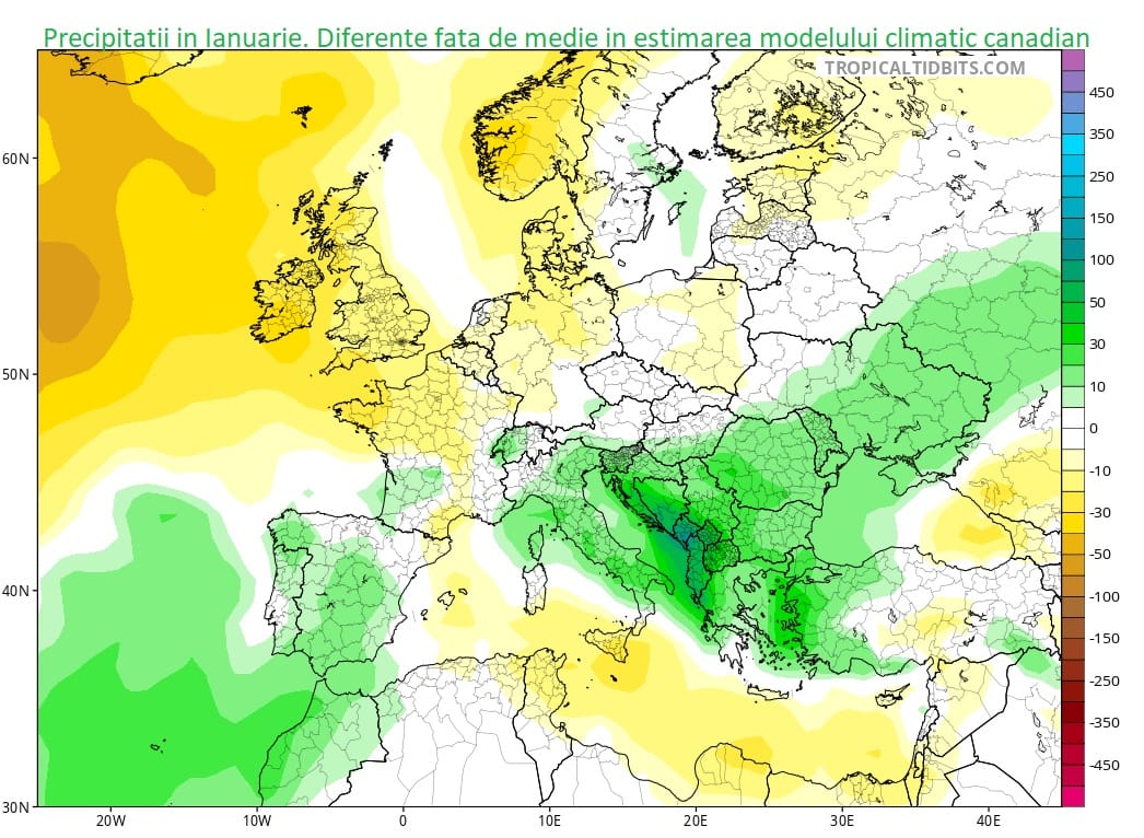 Ianuarie va aduce precipitatii