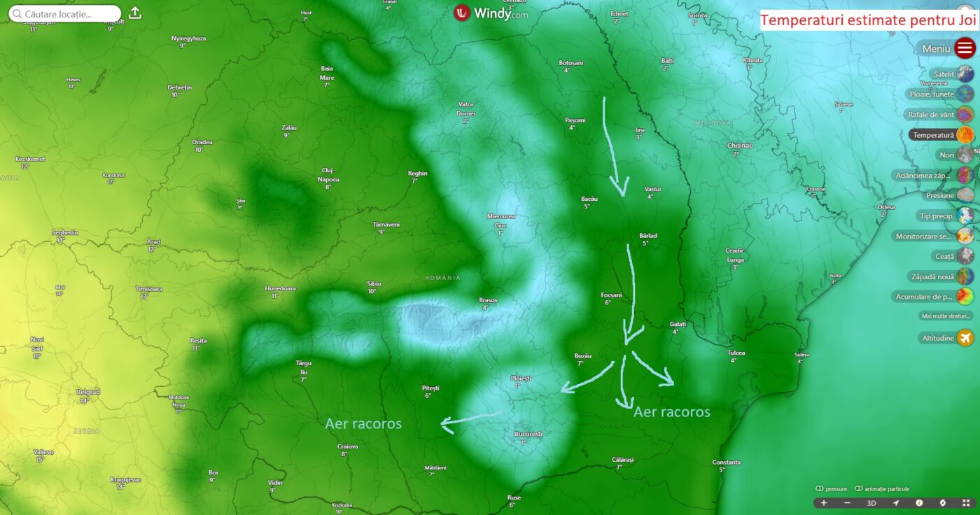Temperaturi estimate pentru Joi, 26 Februarie 2026