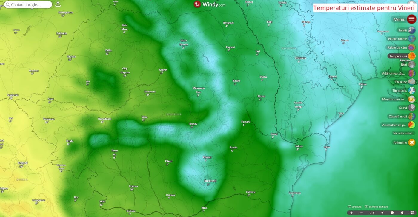 Temperaturi estimate pentru Vineri, 27 Februarie 2026