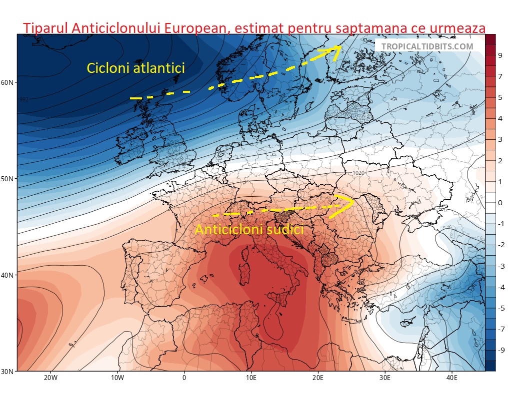 Centri barici in urmatoarele 7 zile, in Europa