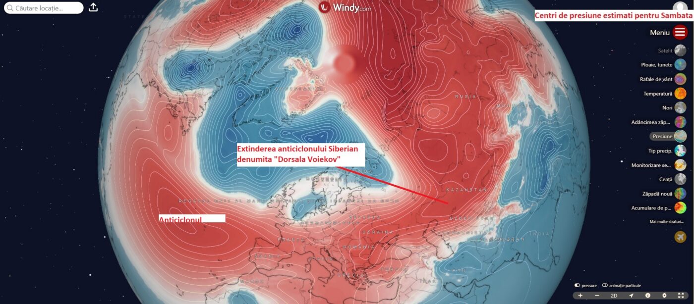 Centri de presiune estimati pentru Sambata