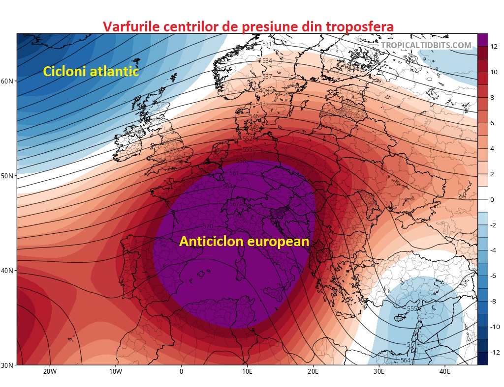 Varfurile centrilor de presiune din troposfera in timpul <a href=
