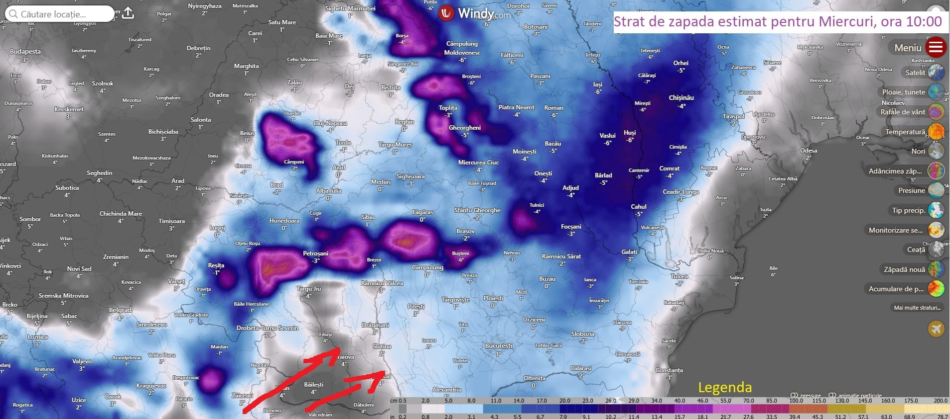 Strat de zapada estimat pentru Miercuri, ora 10:00