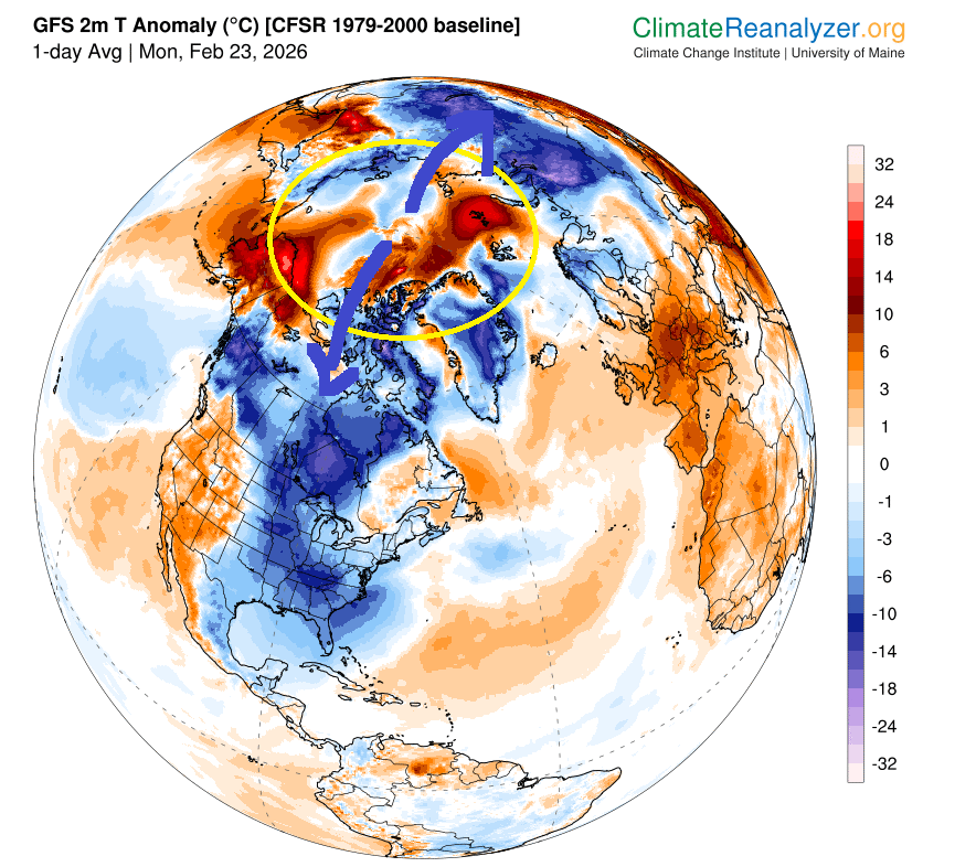 Temperatura. Diferente fata de normal in data de 23.02.2026