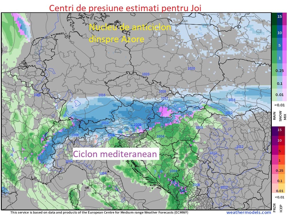 Centri de presiune estimati pentru Joi