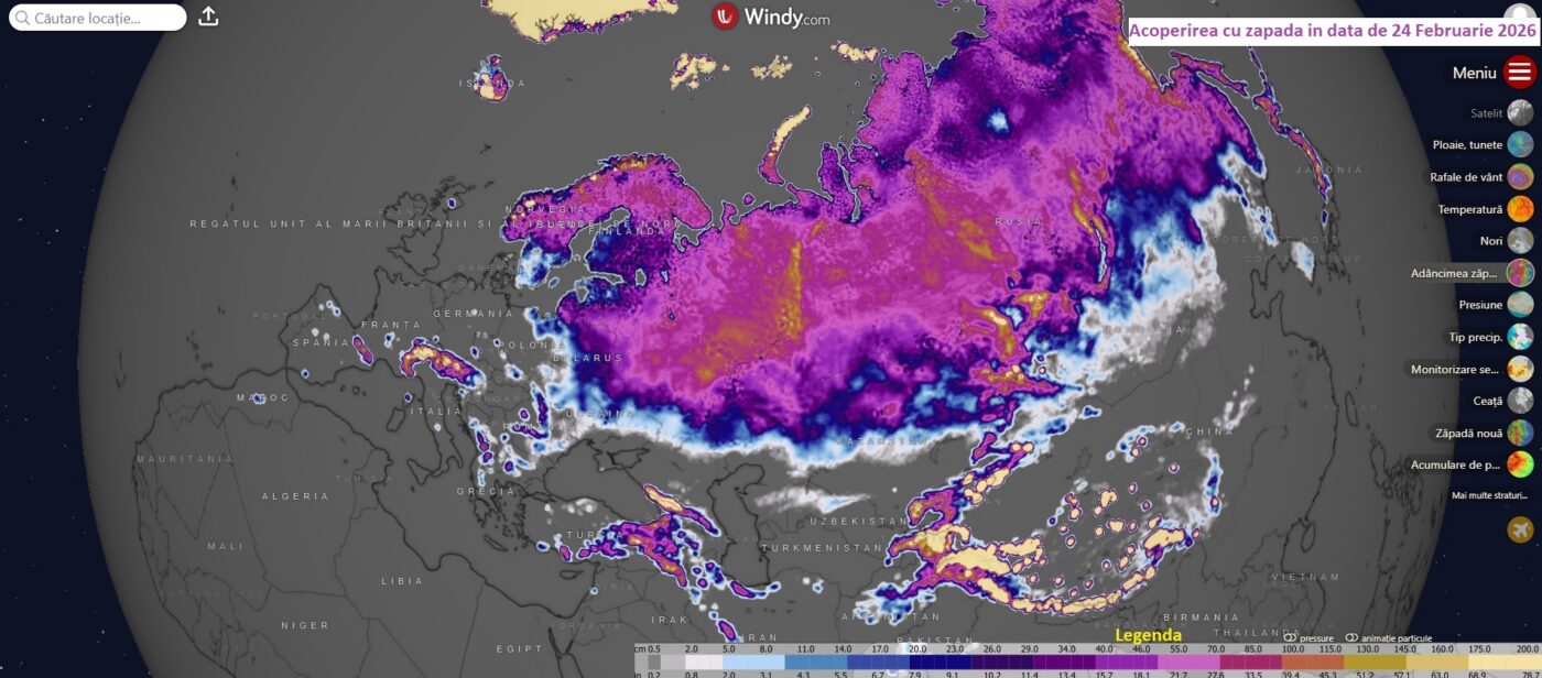 Acoperirea cu zapada in data de 24 Februarie 2026