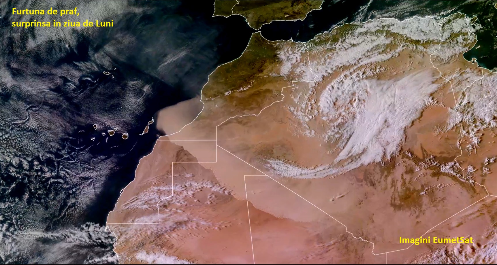 Furtuna de praf din Sahara. Imagini EumetSat