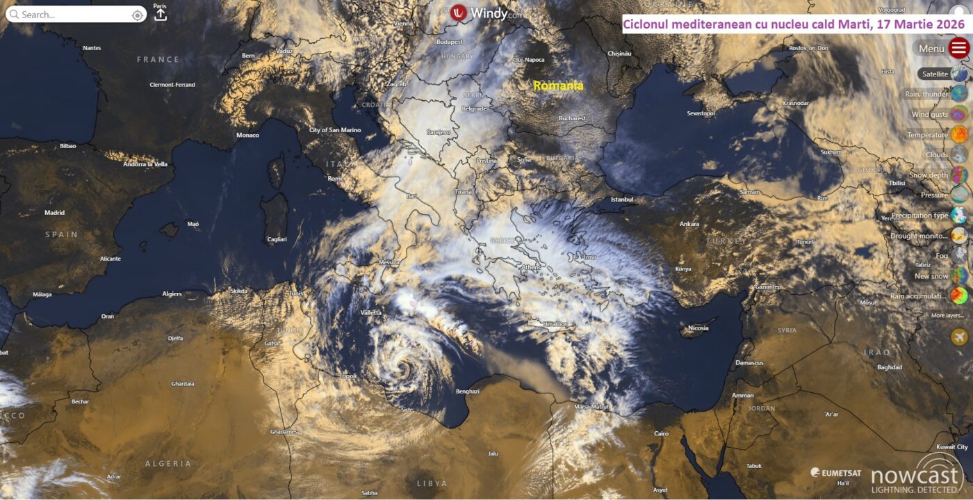 Ciclonul mediteranean cu nucleu cald, Marți, 17 Martie 2026
