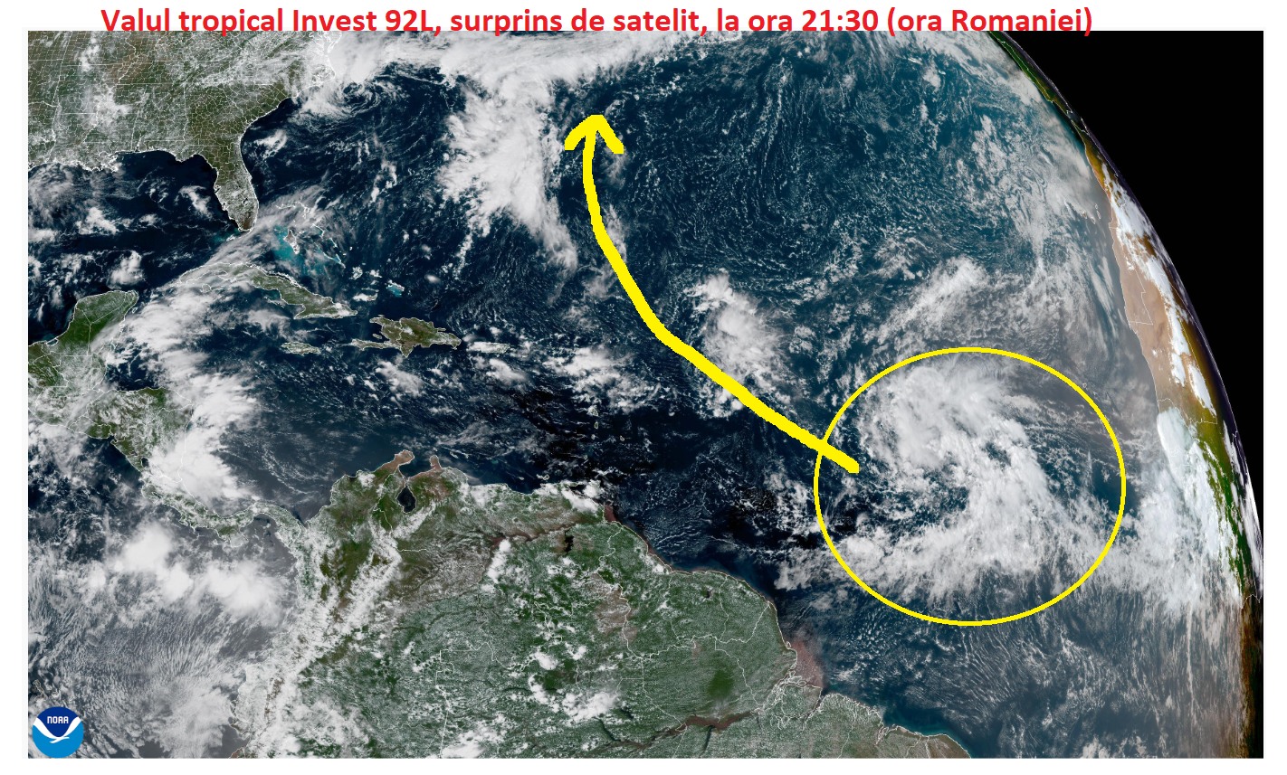 Valul tropical Invest 92L, surprins in data de 15 Septembrie 2025