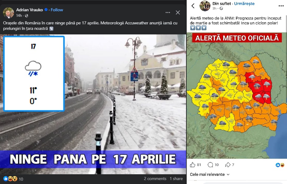 Știri false, care dezinformează asupra domeniului meteo