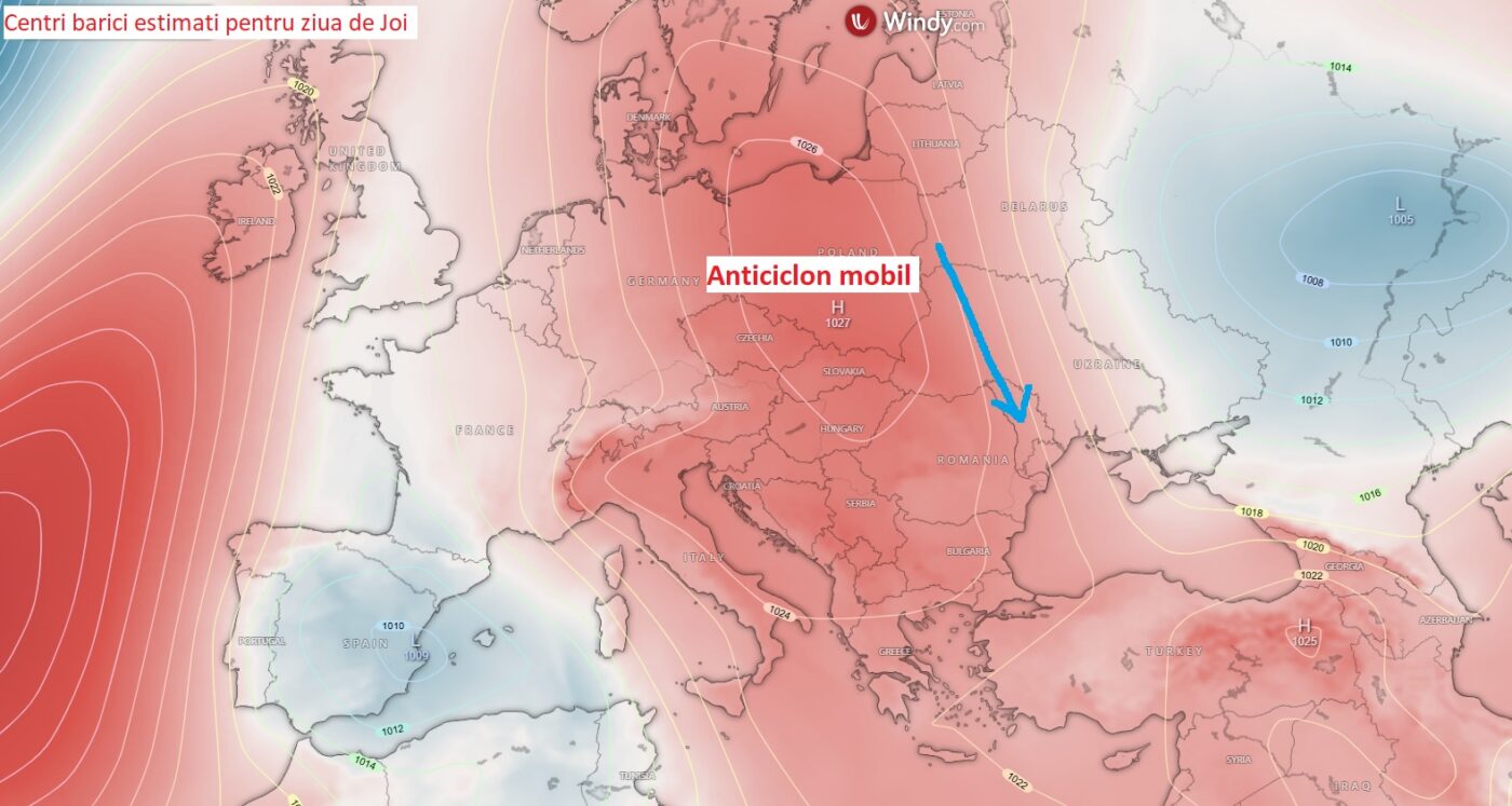Centri de presiune estimati pentru ziua de Joi, 5 Martie 2026