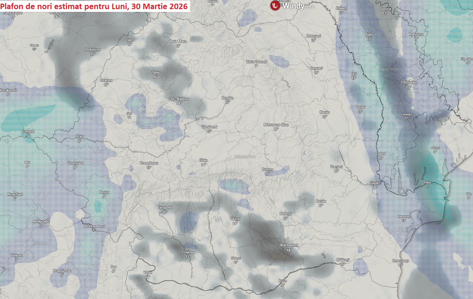 Plafon de nori estimat pentru Luni, 30 Martie 2026