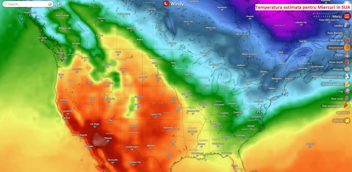 Temperaturi estimate pentru Miercuri, 19 Martie 2026