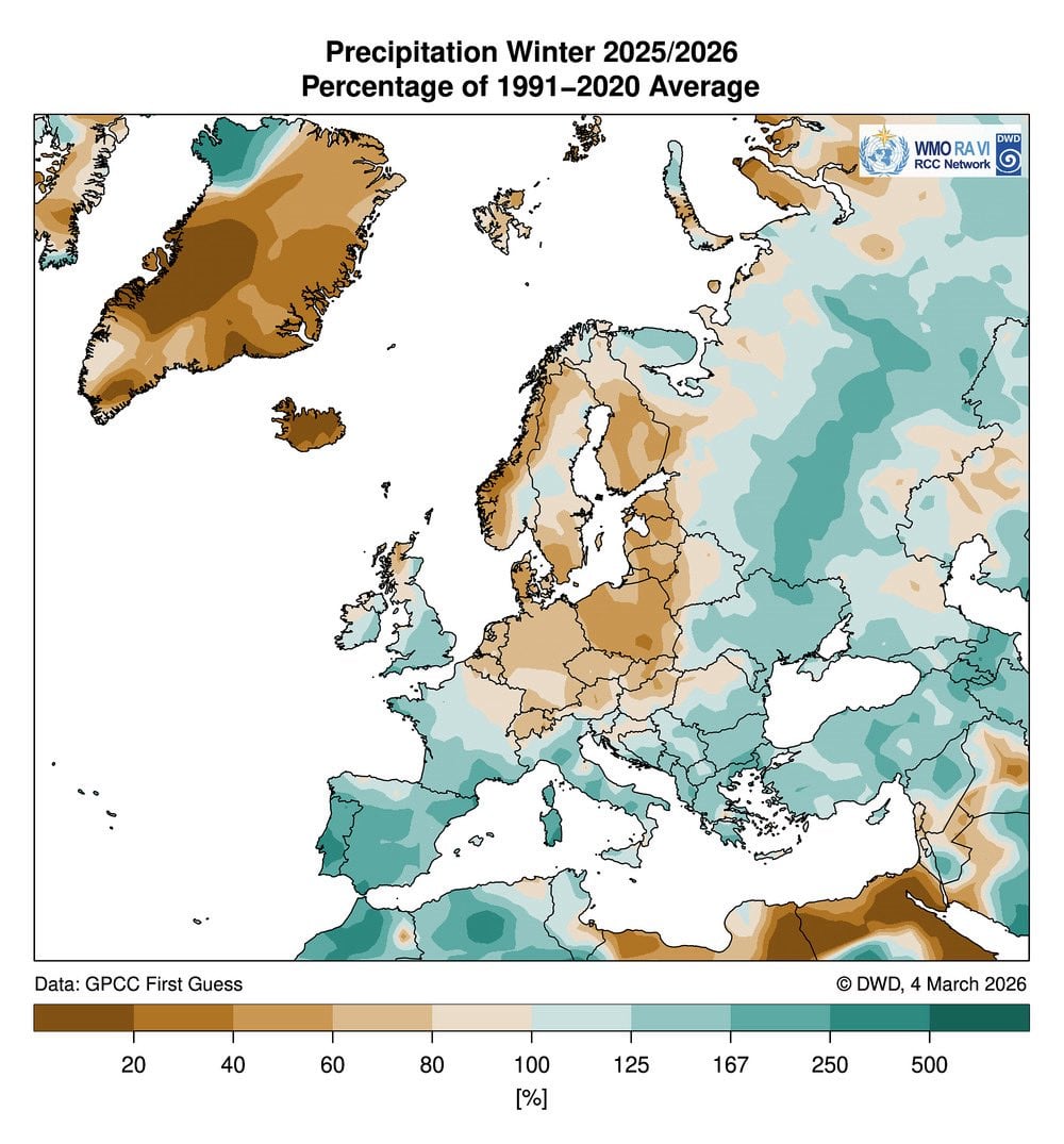 Precipitatii in iarna 2025-2026. Diferente fata de medie