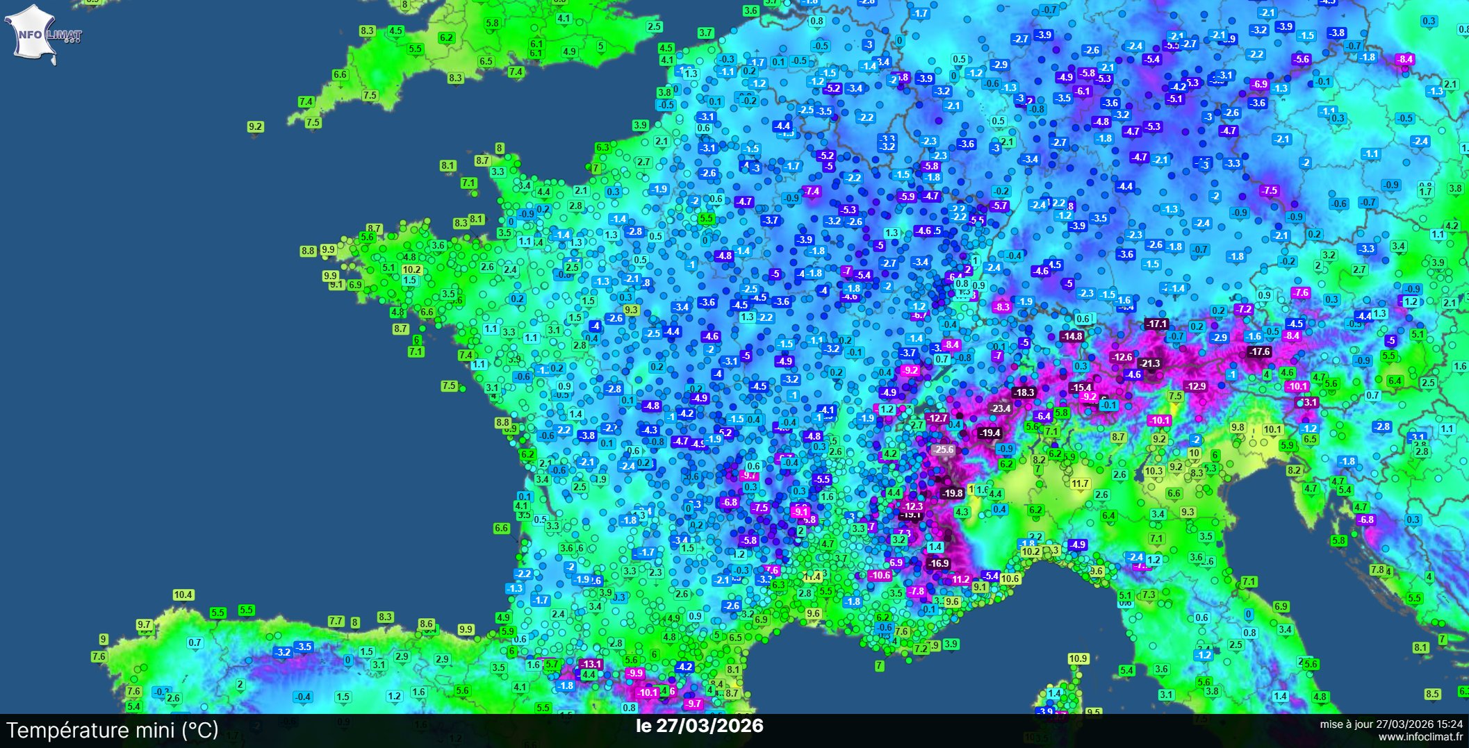 Temperaturi minime, in dimineata zilei de 27 Martie 2026