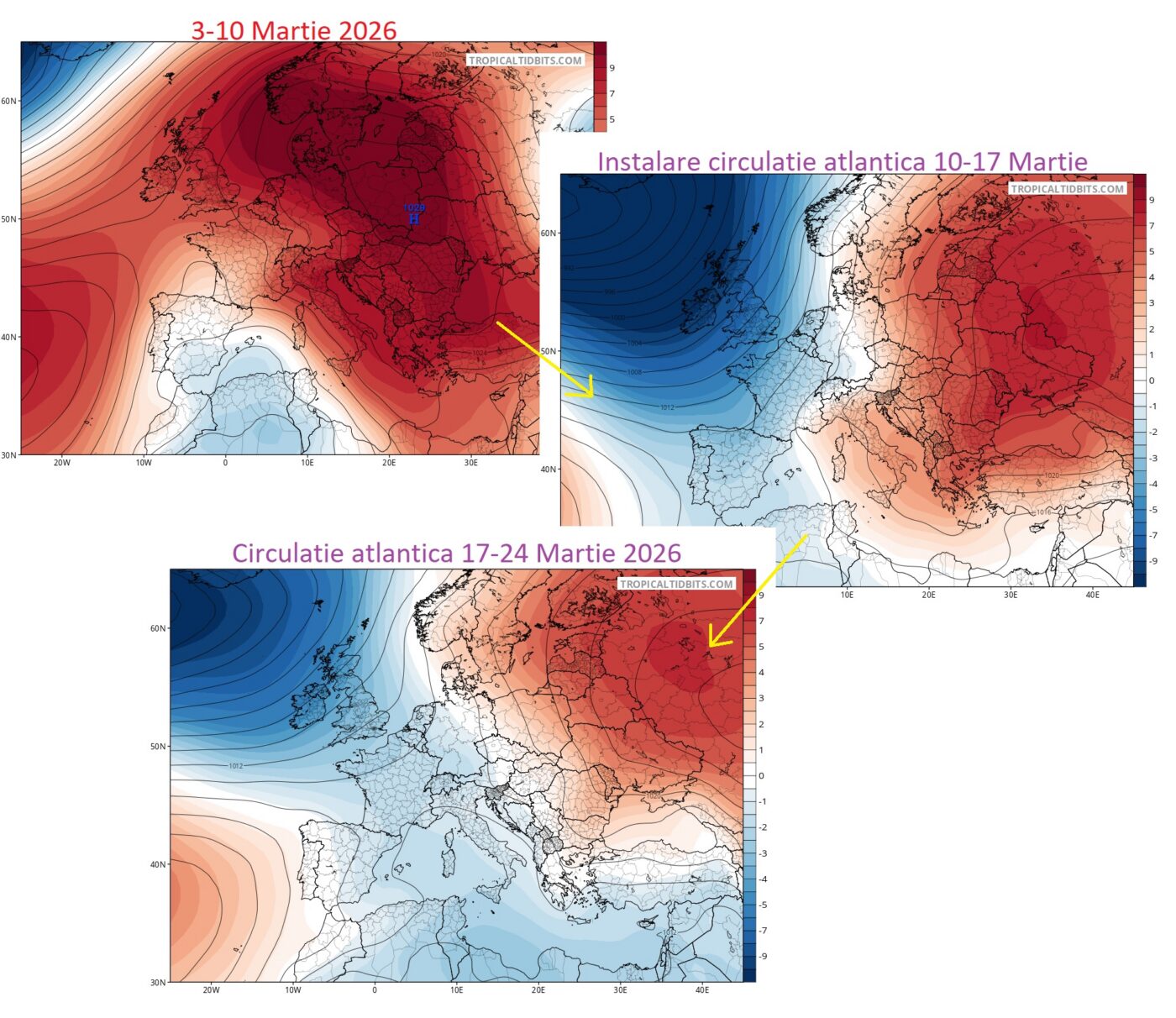 Asezari ale centrilor de presiune pana la data de 24 Martie 2026