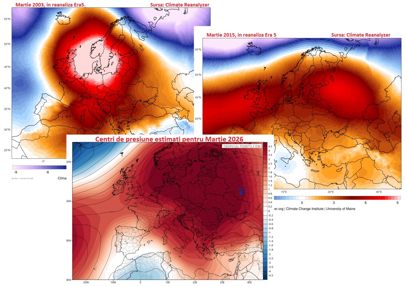 Centri de presiune estimati pentru Martie 2026 fata de Martie 2003 si Martie 2015