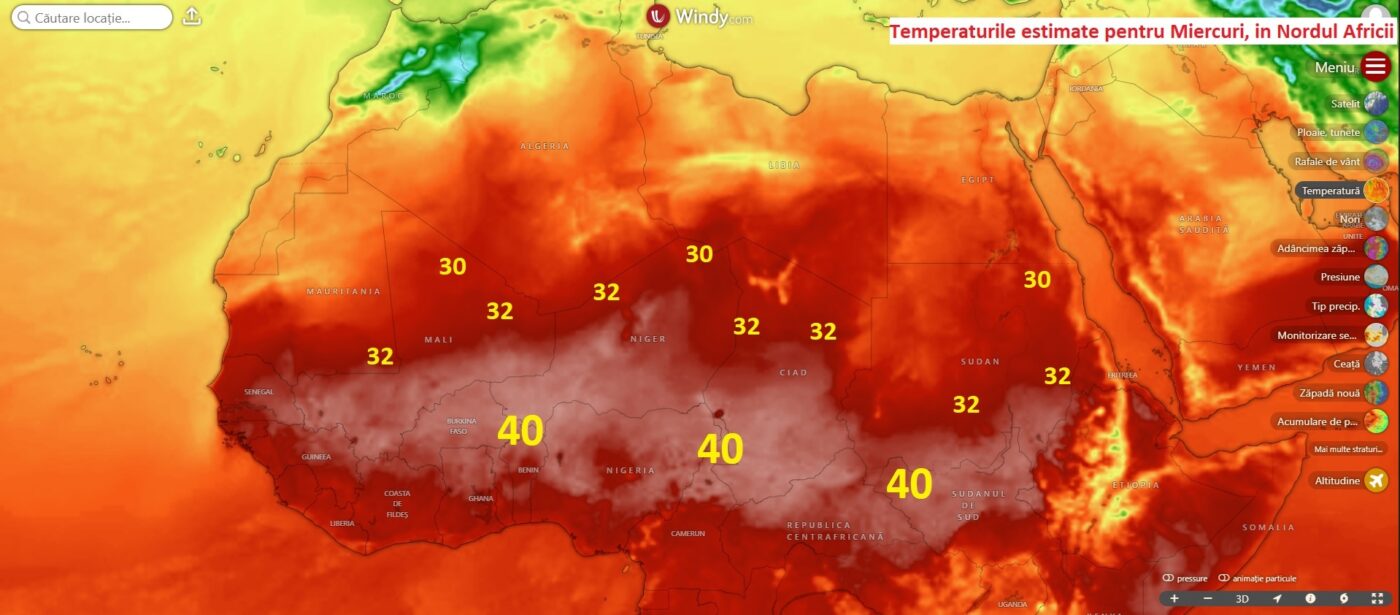 Temperaturi in zona Africii de Nord, in data de 10 Martie 2026