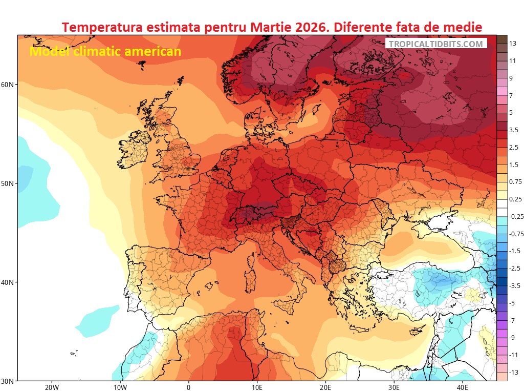 Temperaturi estimate pentru Martie. Diferente fata de medie