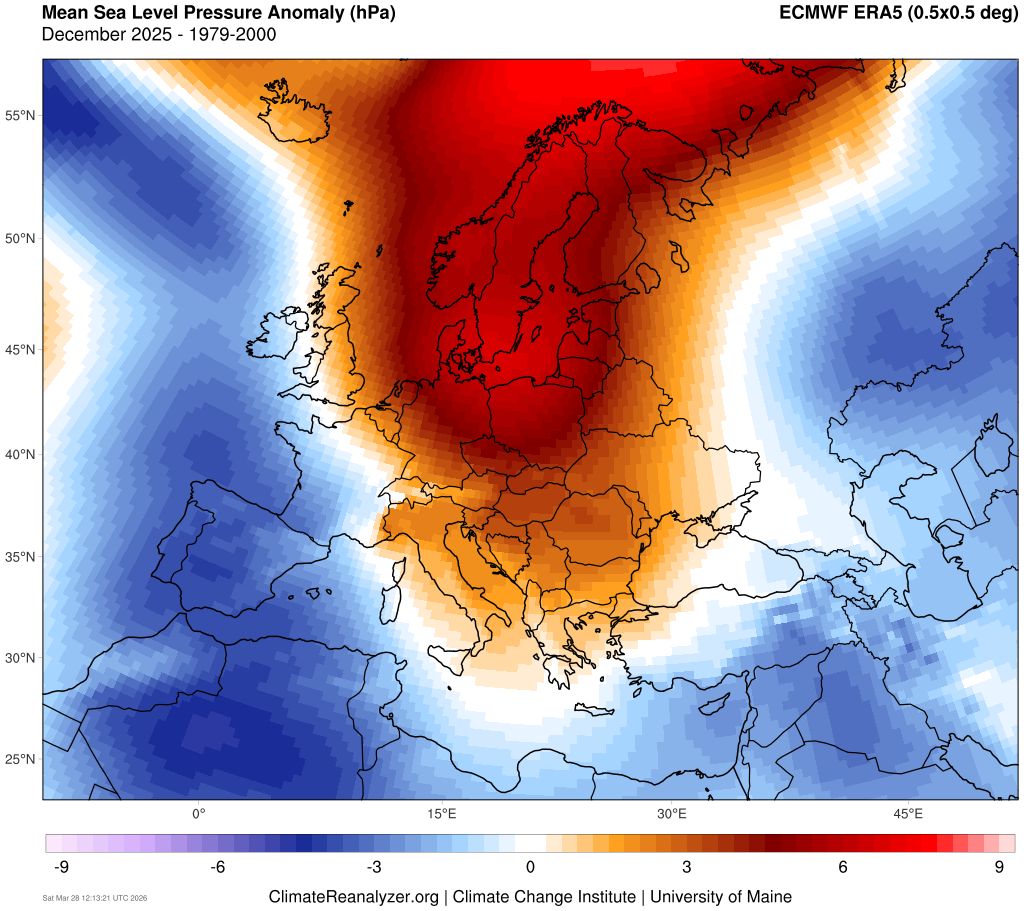 Centri de presiune in Decembrie 2025. Diferente fata de normal