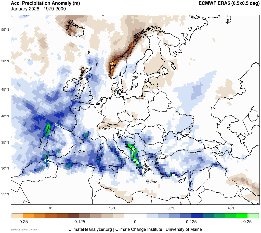 Precipitații în Ianuarie 2026. Diferențe față de medie