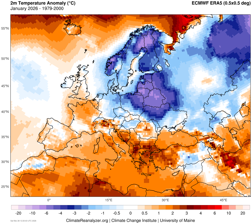 Temperatură în Ianuarie 2026. Diferențe față de medie