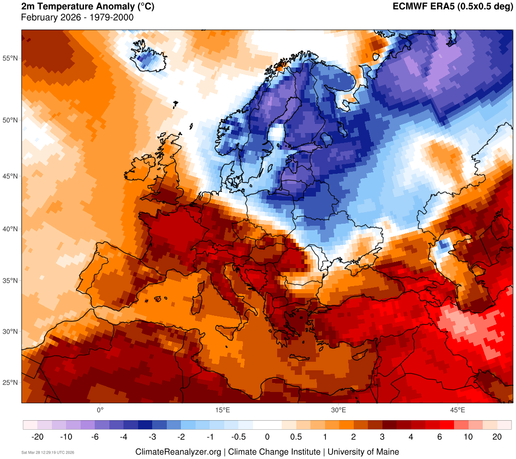 Temperaturi in Februarie 2026. Diferente fata de medie