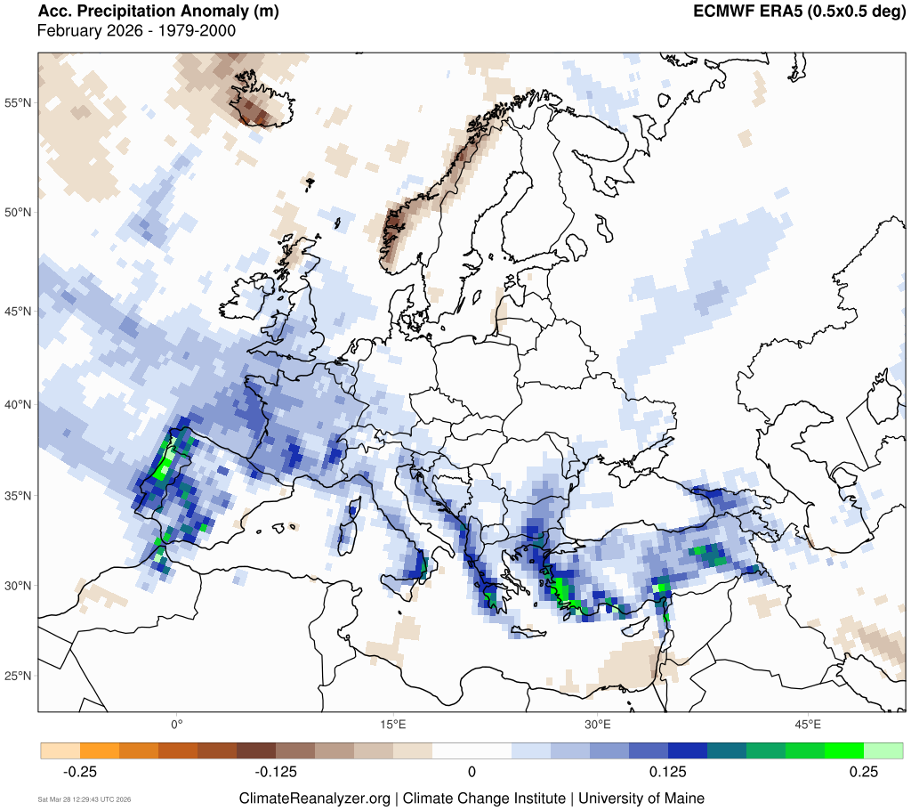 Precipitatii in Februarie 2026. Diferente fata de medie