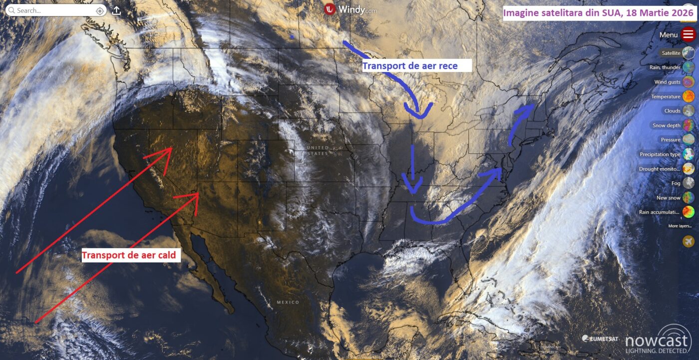 Imagine satelitara din SUA, 18 Martie 2026