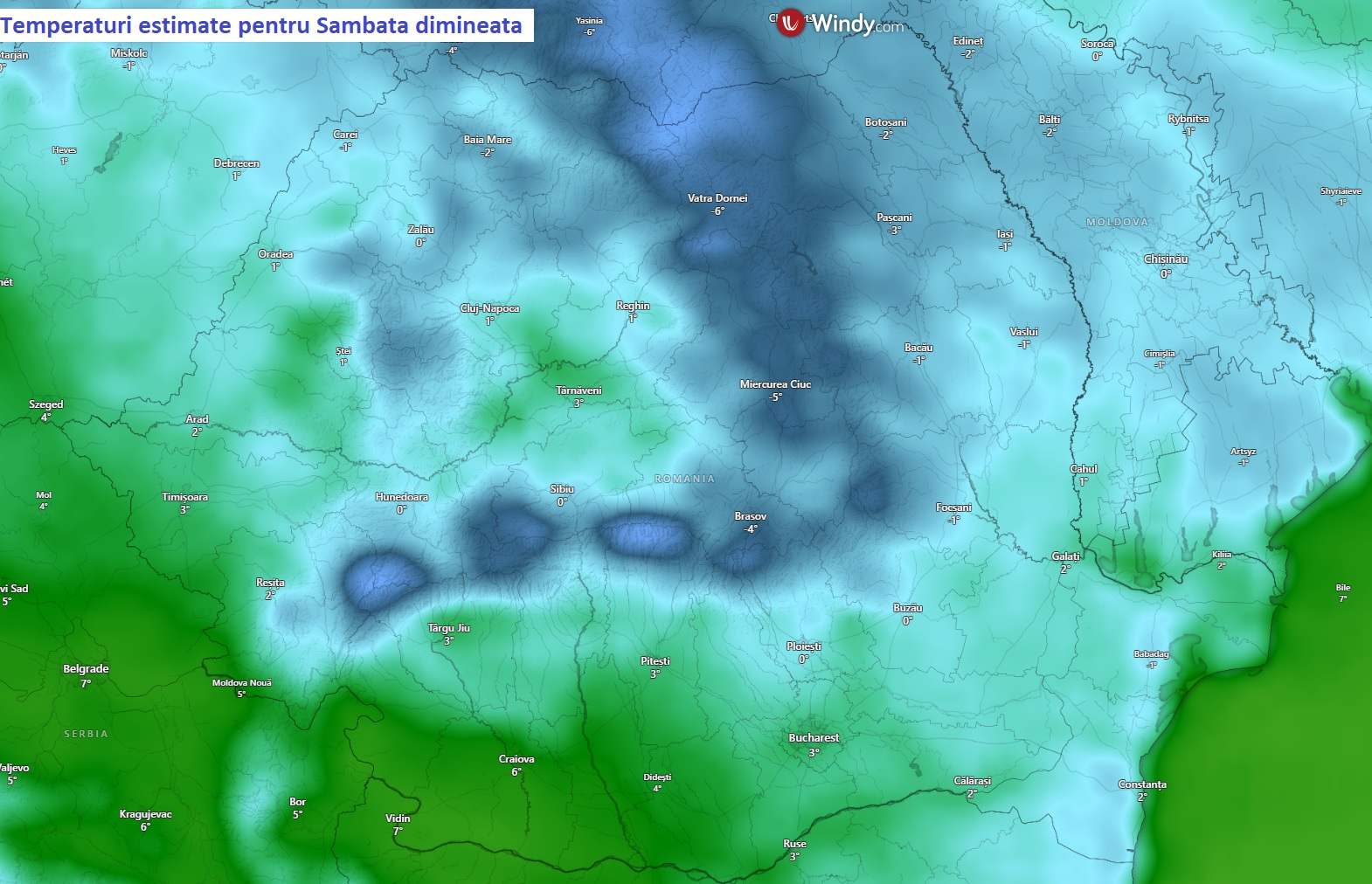Temperaturi estimate pentru dimineata zilei de Sambata, 11 Aprilie 2026