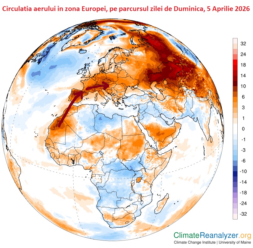 Temperatura. Diferente fata de medie estimate pentru Duminica, 5 Aprilie 2026