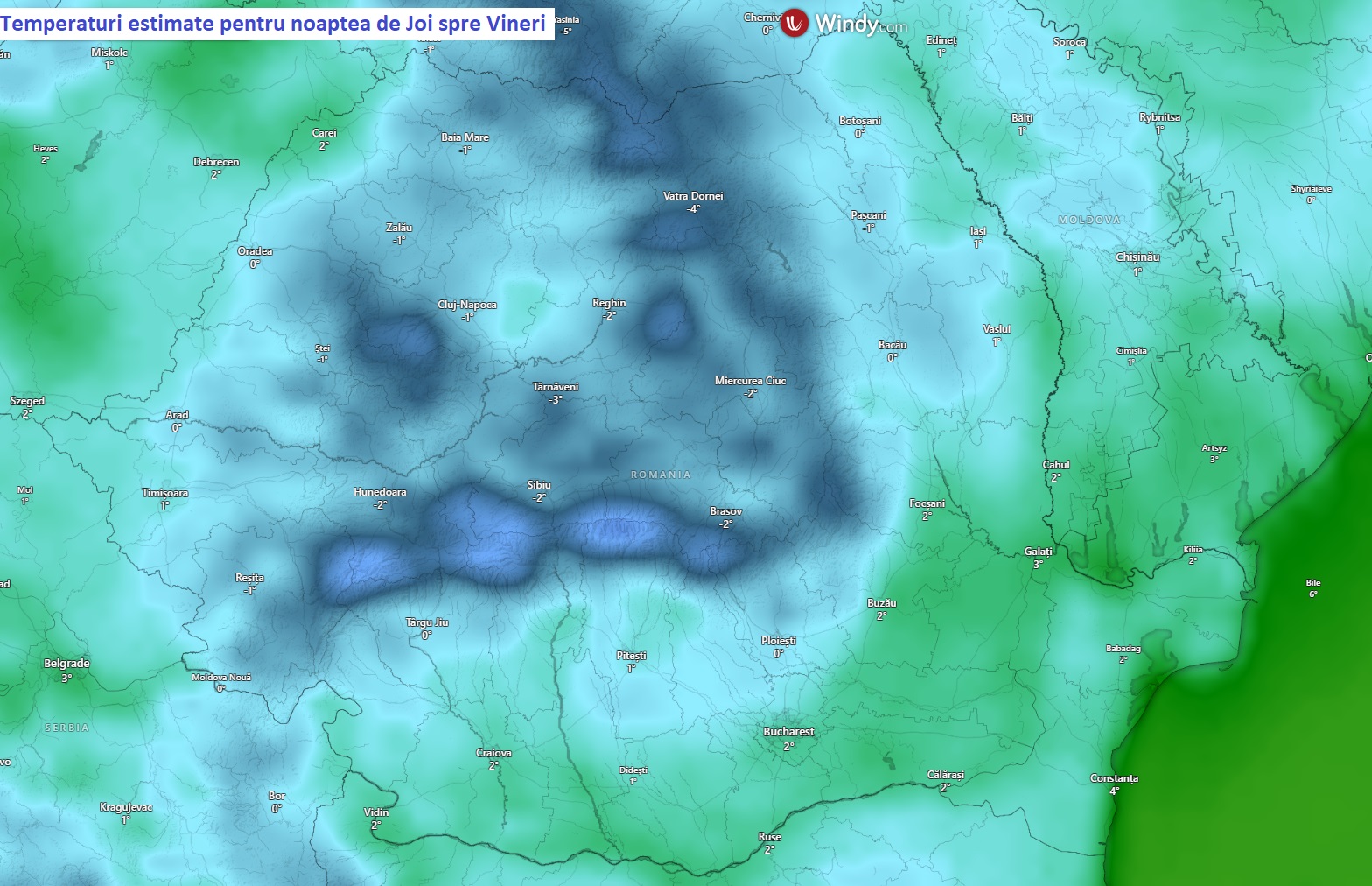 Temperaturi estimate pentru dimineața zilei de Vineri, 10 Aprilie 2026