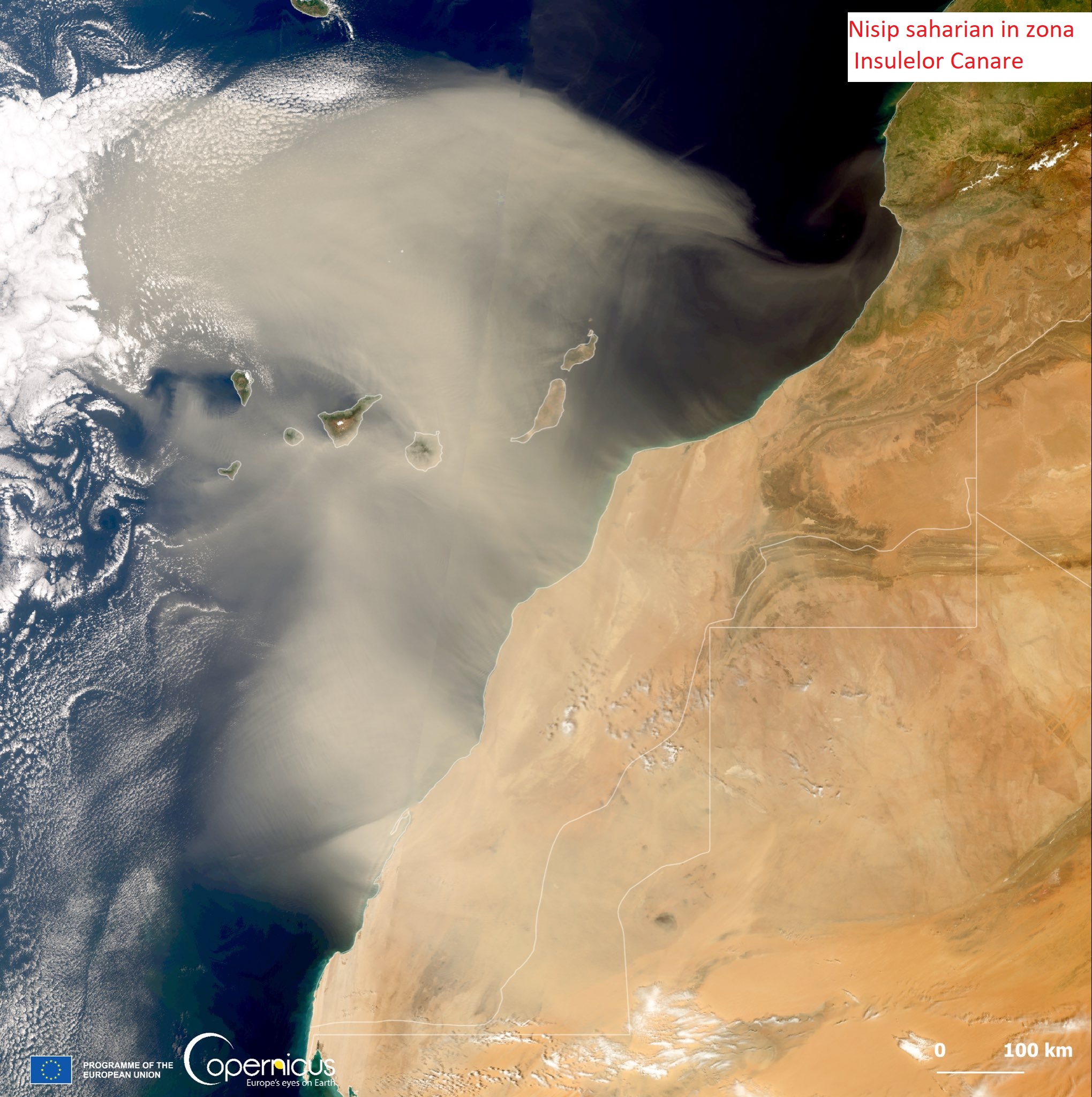 Imagine satelitara in zona Insulelor Canare