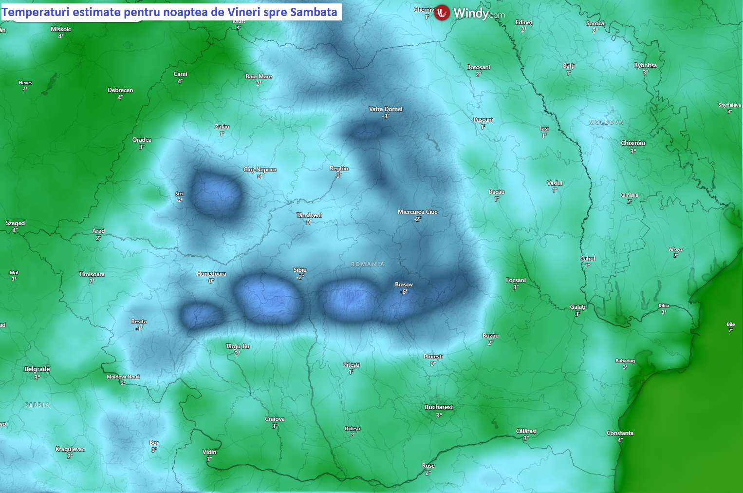 Temperaturi estimate pentru dimineața zilei de Vineri, 10 Aprilie 2026
