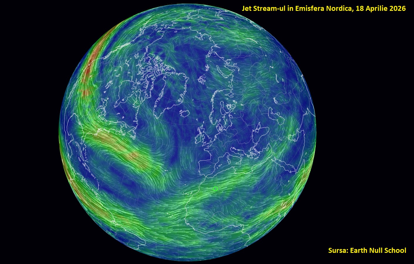 Jet Stream-ul in Emisfera Nordica. Estimare pentru 18 Aprilie 2026