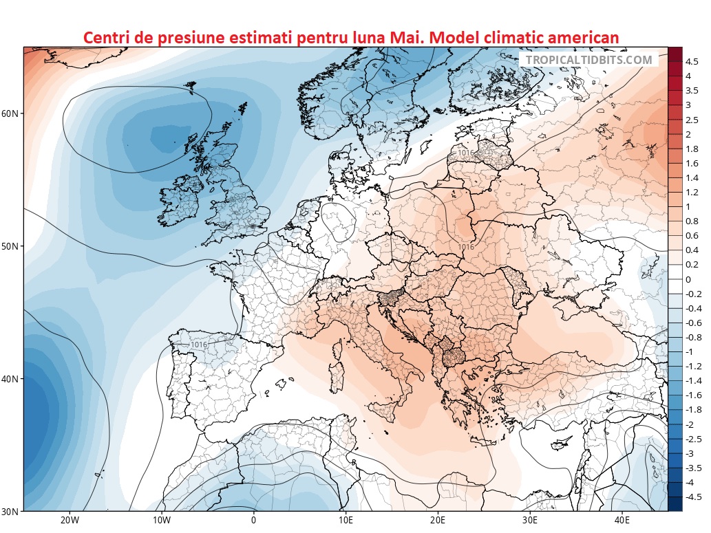 Centri de presiune estimați pentru mai 2026