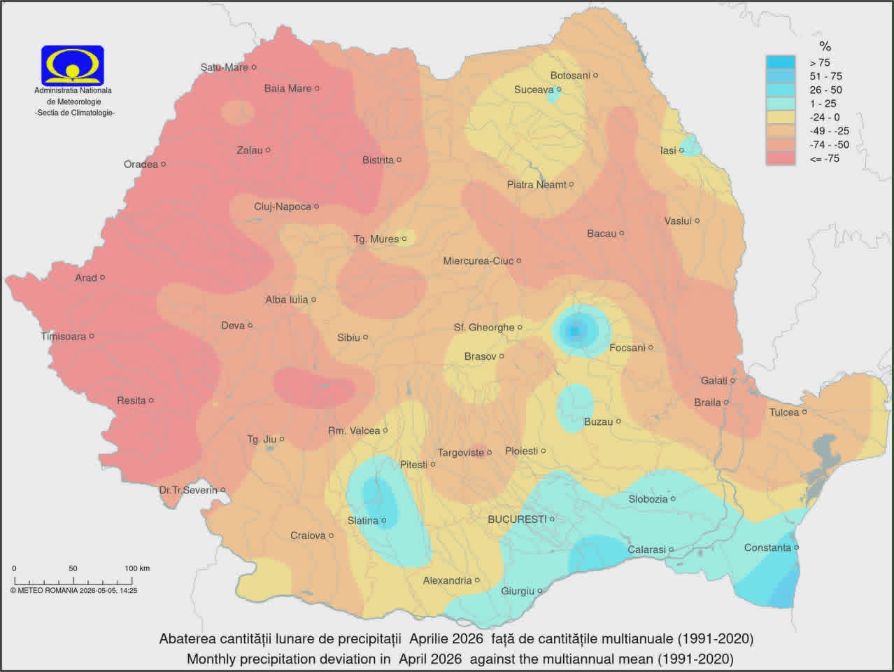 Temperatura în aprilie 2026. Diferențe față de medie
