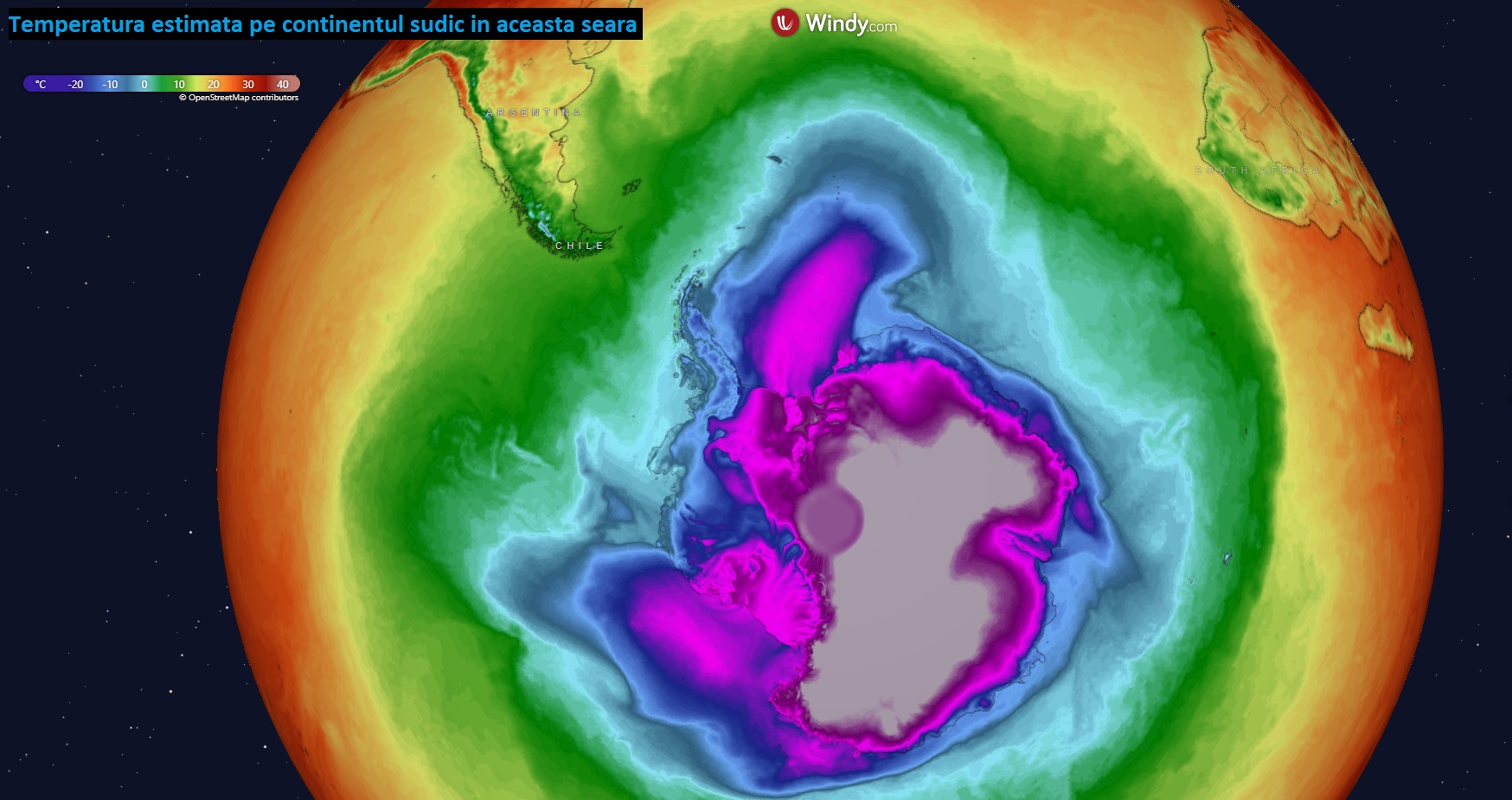 Temperatura in zona Antarcticii, Miercuri, 3 iunie, ora 20:00