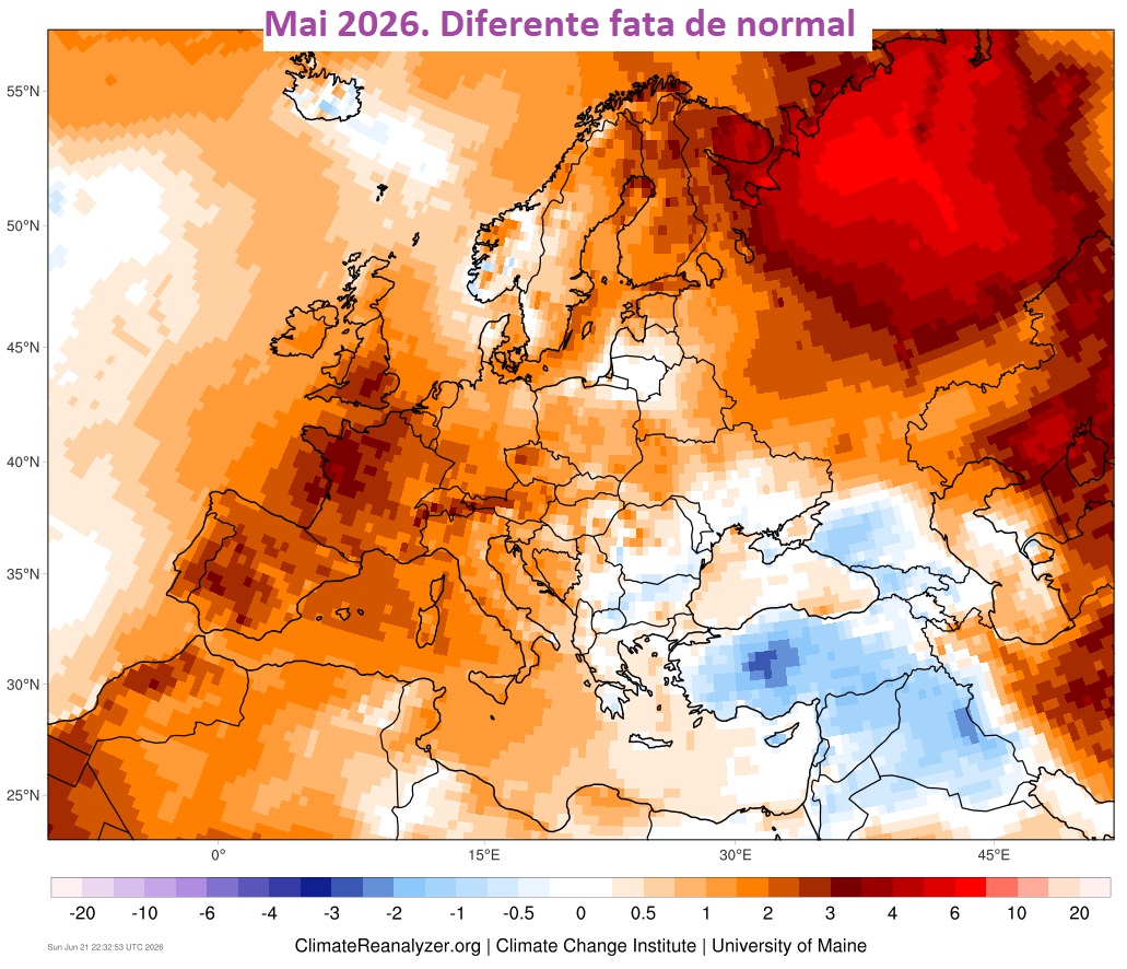 Temperatura în mai 2026. Diferențe față de normal