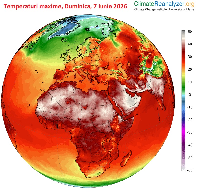 Temperatura maxima in ziua de Duminica , 7 Iunie 2026