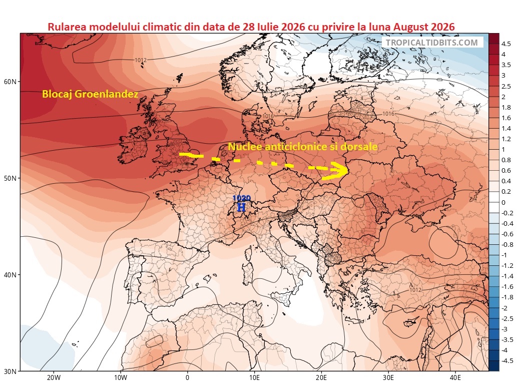 Rularea modelului climatic din data de 28 Iulie 2026
