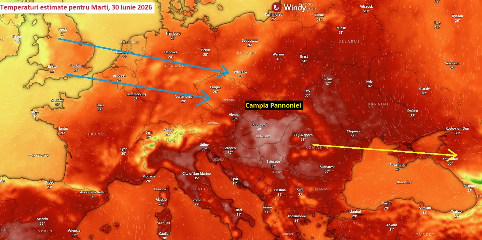Campia Pannoniei si fragmentul de aer saharian ajuns in regiune