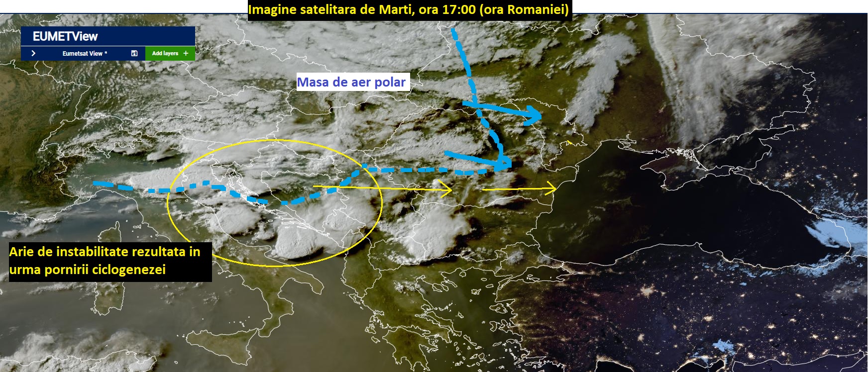Imagine satelitara de Marti, ora 17:00