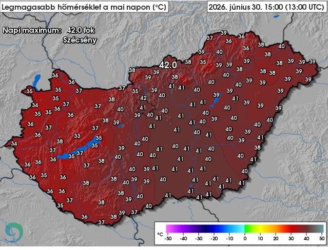 Temperatura maximă înregistrată în ziua de 30 iunie 2026