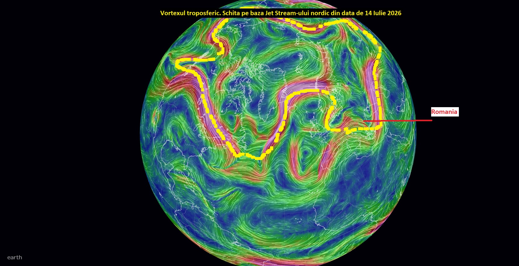Structura vortexului troposferic delimitată utilizând poziția Jet Stream-urilor