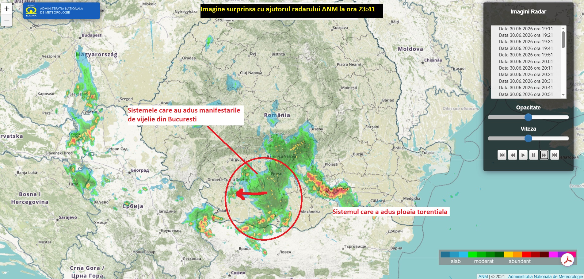 Imagine radar ANM ora 23:41