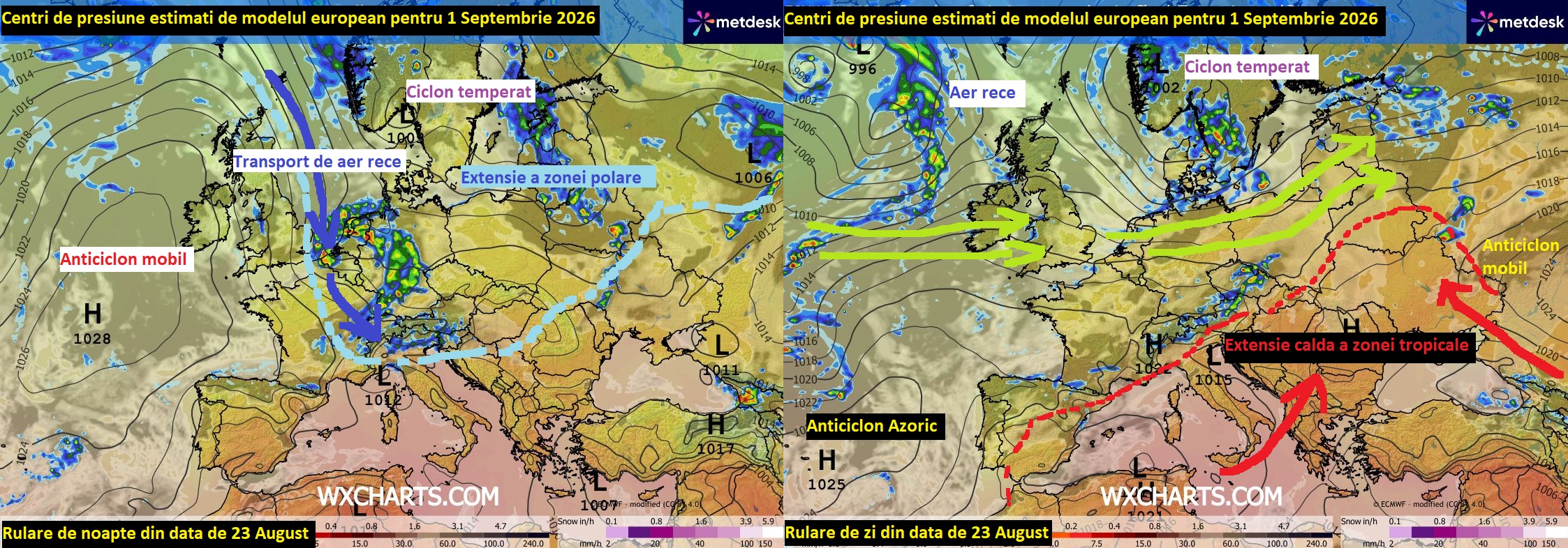 Comparatie intre cele 2 rulari din ziua de Duminica ale modelului european
