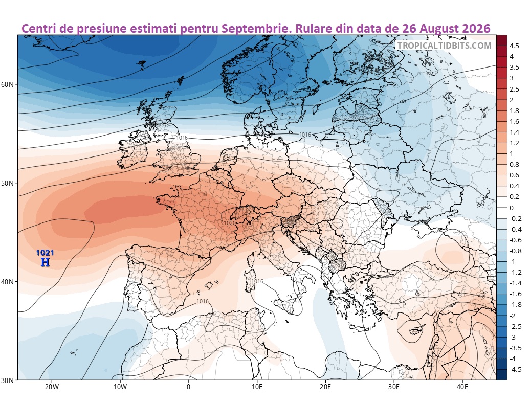 Centri de presiune estimati pentru Septembrie in rularea din data de 26 August 2026