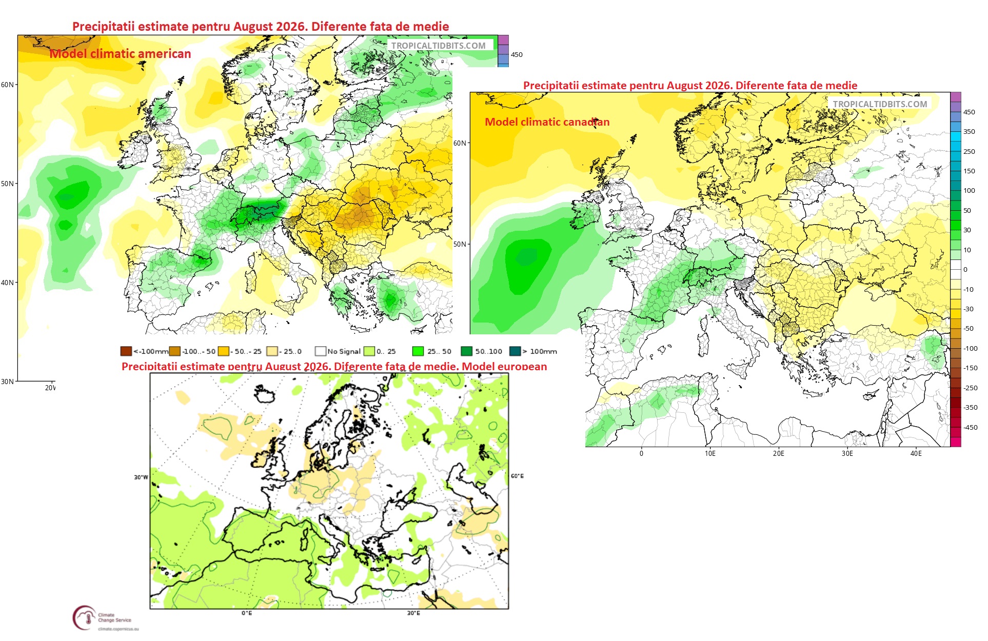 Precipitatii estimate pentru August 2026. Estimari ale principalelor modele